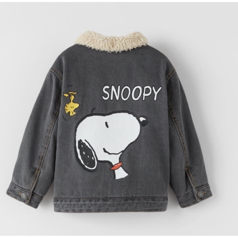 Zara peanuts Sherpa lined denim jacket